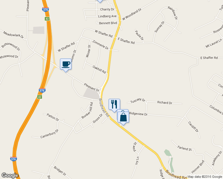 map of restaurants, bars, coffee shops, grocery stores, and more near 3212 Brodhead Rd in Aliquippa