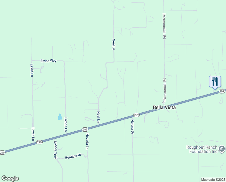 map of restaurants, bars, coffee shops, grocery stores, and more near 11828 Earl Drive in Redding