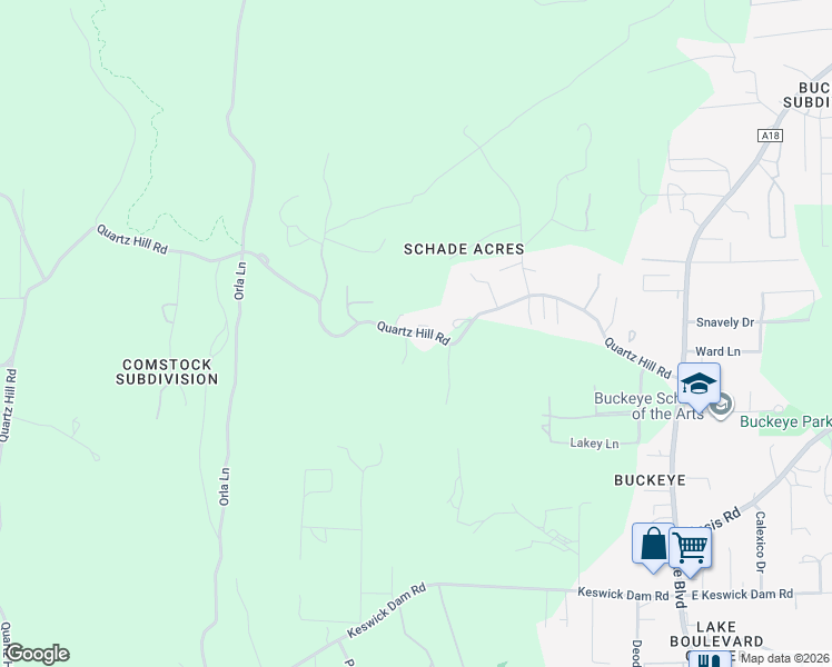 map of restaurants, bars, coffee shops, grocery stores, and more near 11423 Quartz Hill Road in Redding