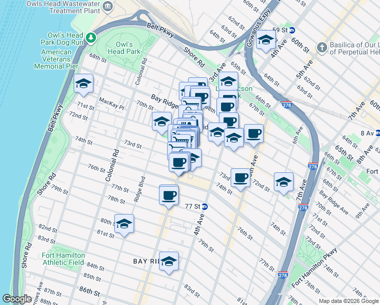 map of restaurants, bars, coffee shops, grocery stores, and more near in Brooklyn