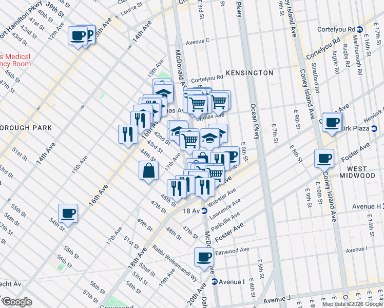 map of restaurants, bars, coffee shops, grocery stores, and more near in Brooklyn