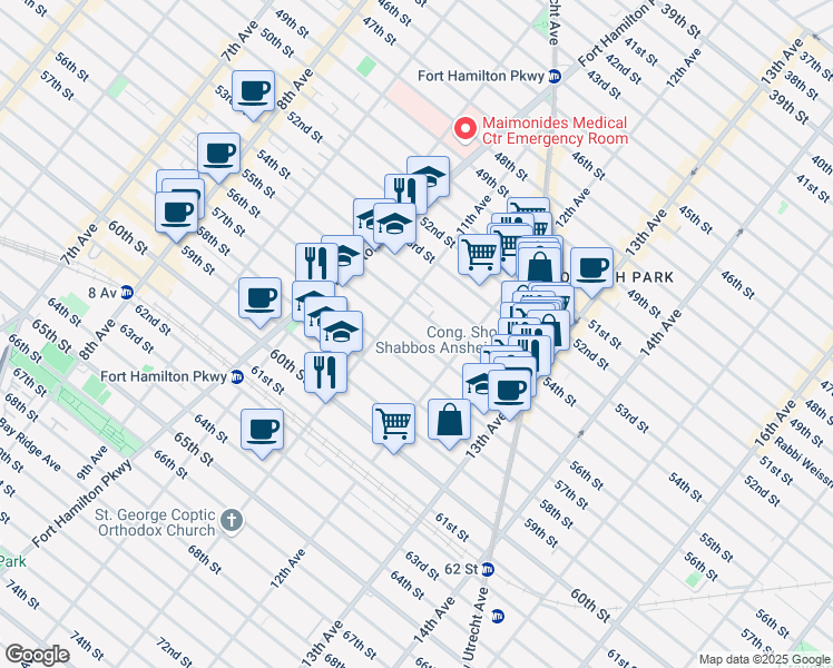 map of restaurants, bars, coffee shops, grocery stores, and more near 1131 56th Street in Brooklyn