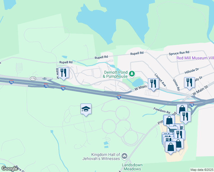 map of restaurants, bars, coffee shops, grocery stores, and more near 22 Crossway in Clinton