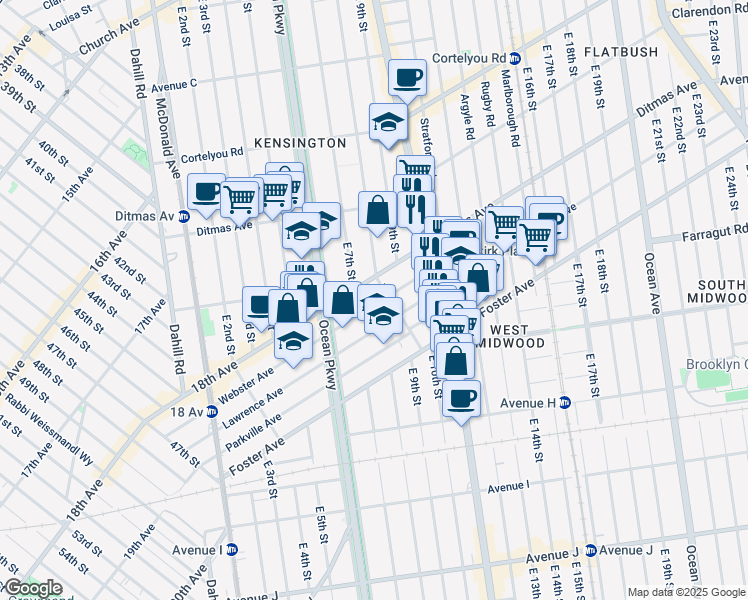 map of restaurants, bars, coffee shops, grocery stores, and more near 323 Webster Avenue in Brooklyn