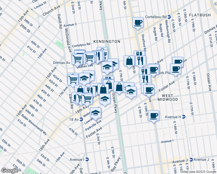 map of restaurants, bars, coffee shops, grocery stores, and more near in Brooklyn