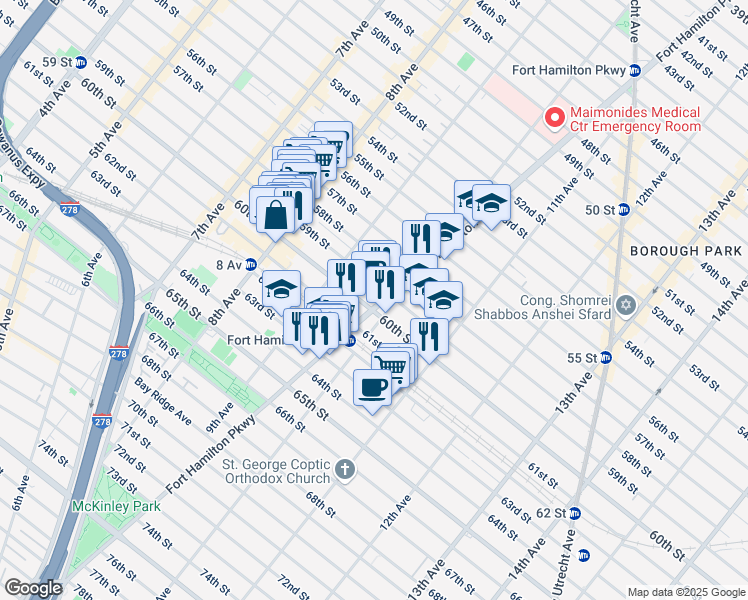 map of restaurants, bars, coffee shops, grocery stores, and more near in Brooklyn