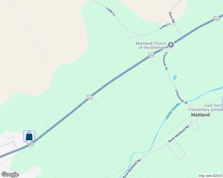 map of restaurants, bars, coffee shops, grocery stores, and more near Highway 522 South in Mifflin County