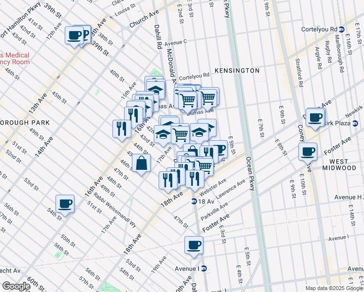 map of restaurants, bars, coffee shops, grocery stores, and more near in Brooklyn