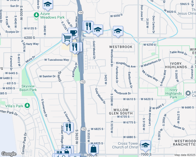 map of restaurants, bars, coffee shops, grocery stores, and more near 6482 Gold Medal Drive in Taylorsville