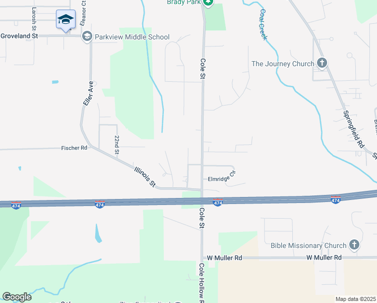 map of restaurants, bars, coffee shops, grocery stores, and more near 505-799 Elizabeth St in East Peoria