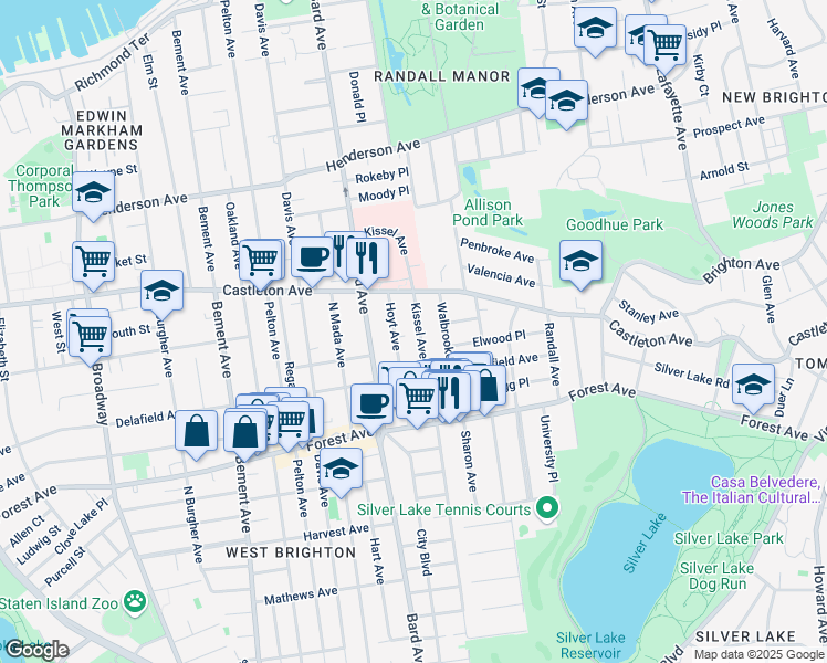 map of restaurants, bars, coffee shops, grocery stores, and more near 430 Kissel Avenue in Staten Island