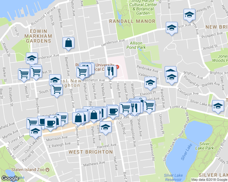 map of restaurants, bars, coffee shops, grocery stores, and more near 419 Bard Avenue in Staten Island