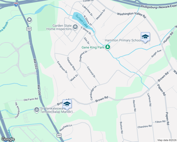 map of restaurants, bars, coffee shops, grocery stores, and more near 1131 Concord Drive in Bridgewater Township