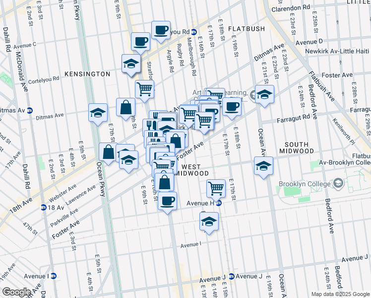 map of restaurants, bars, coffee shops, grocery stores, and more near in Brooklyn