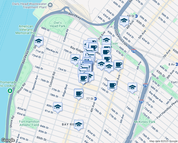 map of restaurants, bars, coffee shops, grocery stores, and more near in Brooklyn