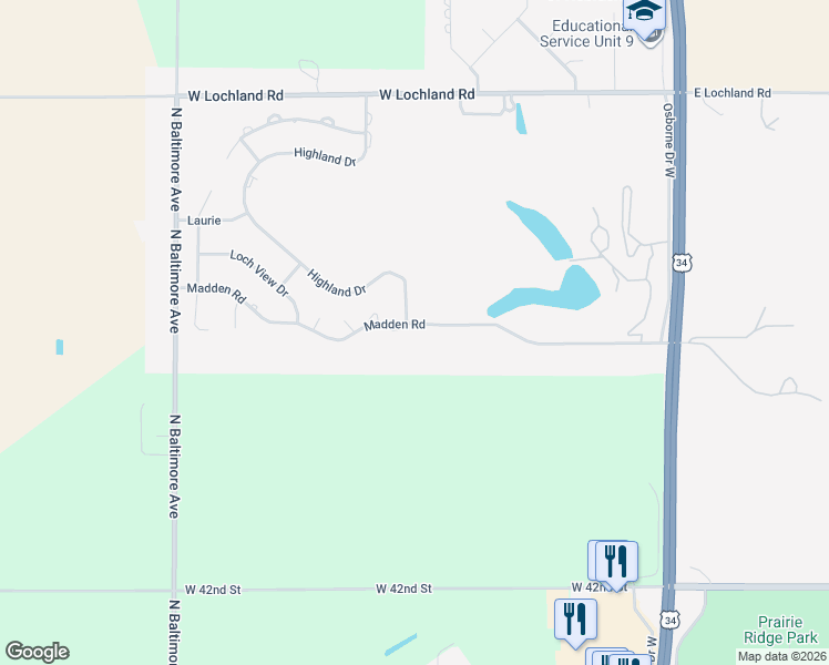 map of restaurants, bars, coffee shops, grocery stores, and more near 802-820 Madden Rd in Hastings