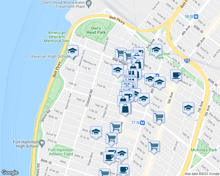 map of restaurants, bars, coffee shops, grocery stores, and more near in Brooklyn