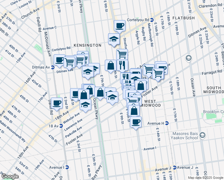 map of restaurants, bars, coffee shops, grocery stores, and more near 323 Webster Avenue in Brooklyn