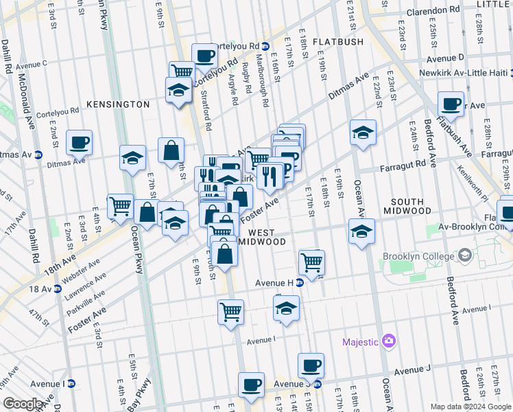 map of restaurants, bars, coffee shops, grocery stores, and more near in Brooklyn