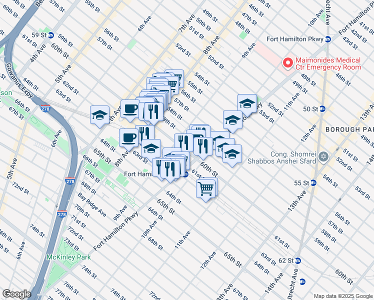 map of restaurants, bars, coffee shops, grocery stores, and more near in Brooklyn