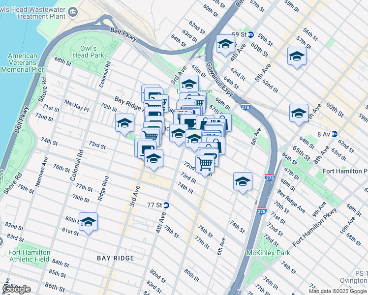 map of restaurants, bars, coffee shops, grocery stores, and more near 7101 4th Avenue in Brooklyn