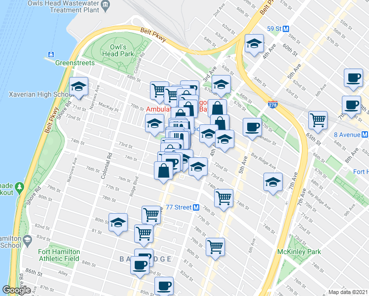 map of restaurants, bars, coffee shops, grocery stores, and more near in Brooklyn