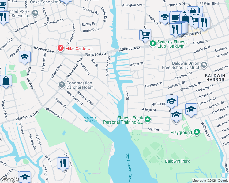 map of restaurants, bars, coffee shops, grocery stores, and more near 3493 Anchor Place in Oceanside