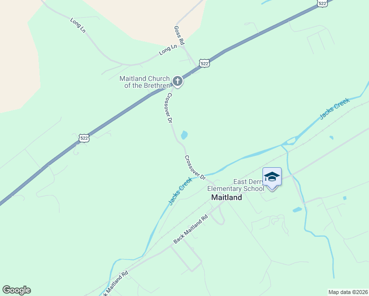 map of restaurants, bars, coffee shops, grocery stores, and more near Crossover Drive in Mifflin County