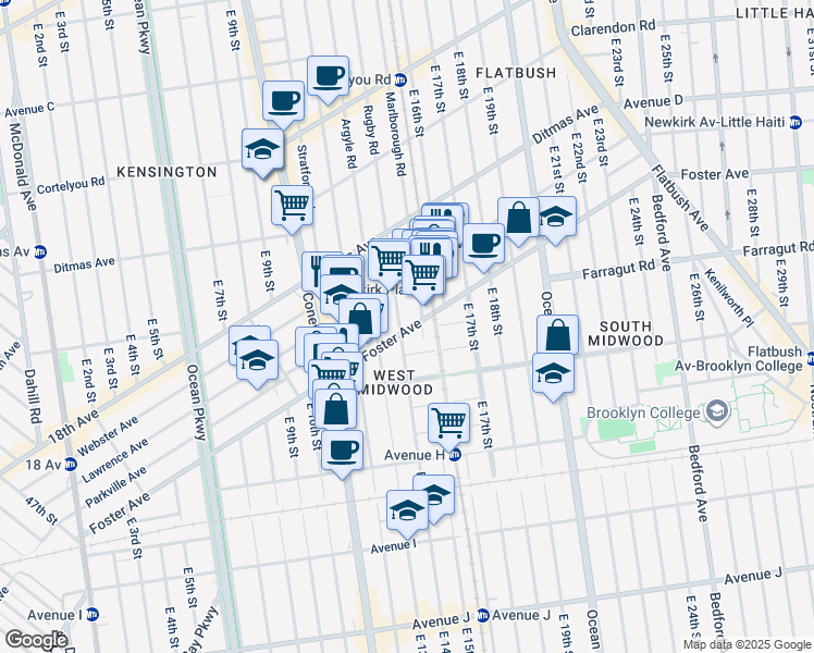 map of restaurants, bars, coffee shops, grocery stores, and more near in Brooklyn
