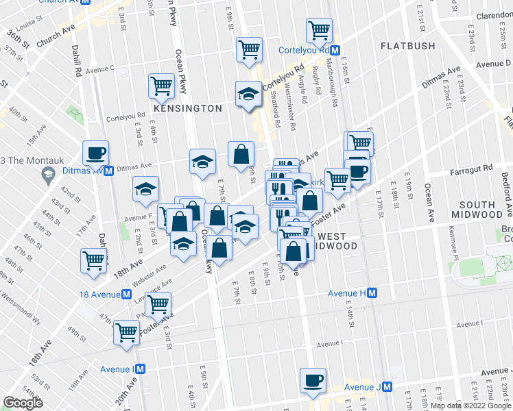 map of restaurants, bars, coffee shops, grocery stores, and more near 323 Webster Avenue in Brooklyn