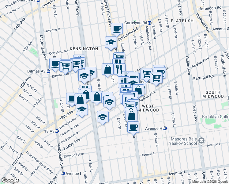 map of restaurants, bars, coffee shops, grocery stores, and more near 323 Webster Avenue in Brooklyn