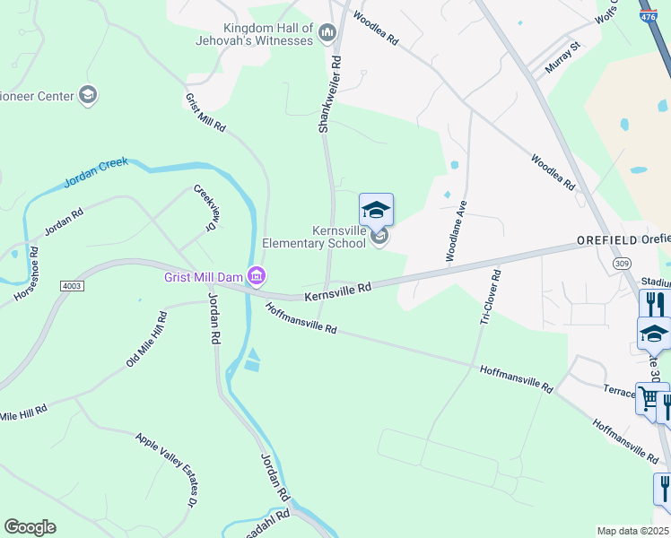 map of restaurants, bars, coffee shops, grocery stores, and more near 5061 Shankweiler Road in Lehigh County