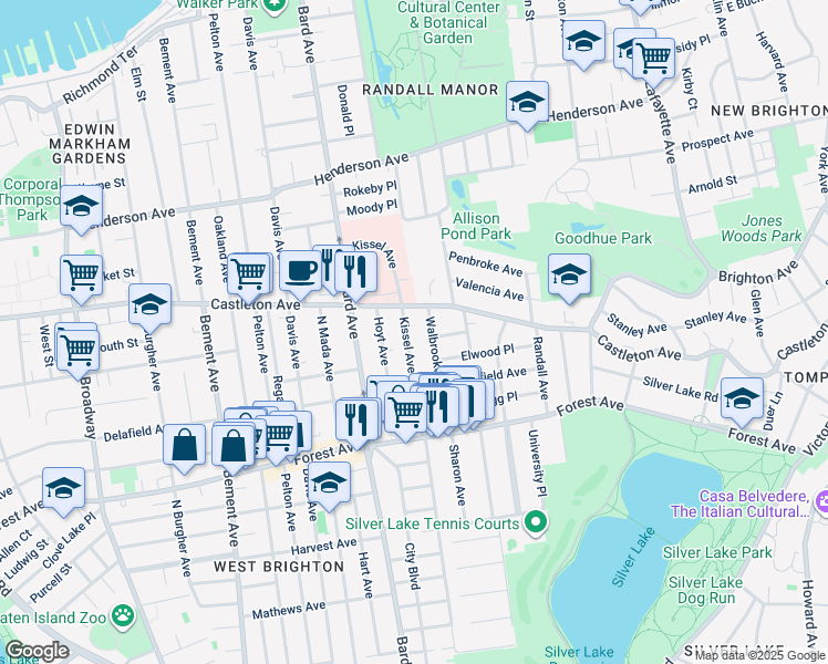 map of restaurants, bars, coffee shops, grocery stores, and more near 430 Kissel Avenue in Staten Island