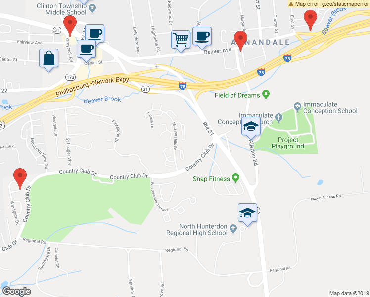map of restaurants, bars, coffee shops, grocery stores, and more near 35 Troon Terrace in Hunterdon County