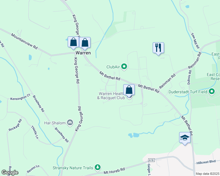 map of restaurants, bars, coffee shops, grocery stores, and more near 14 Chelsea Road in Warren