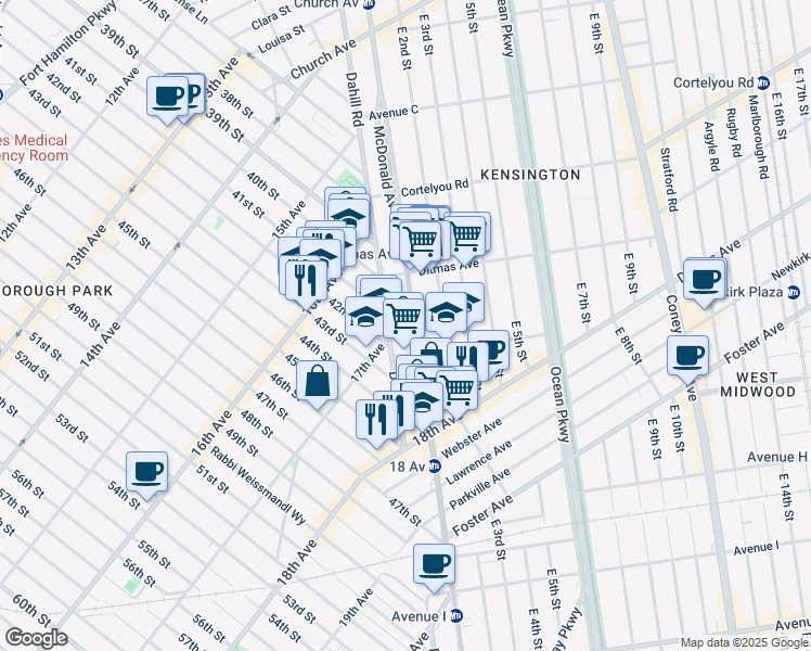 map of restaurants, bars, coffee shops, grocery stores, and more near in Brooklyn