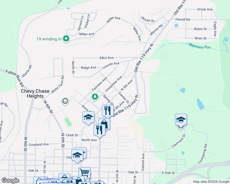 map of restaurants, bars, coffee shops, grocery stores, and more near 777 North 5th Avenue in Indiana