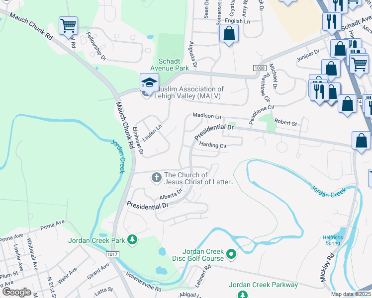 map of restaurants, bars, coffee shops, grocery stores, and more near 1612 Monroe Avenue in Fullerton