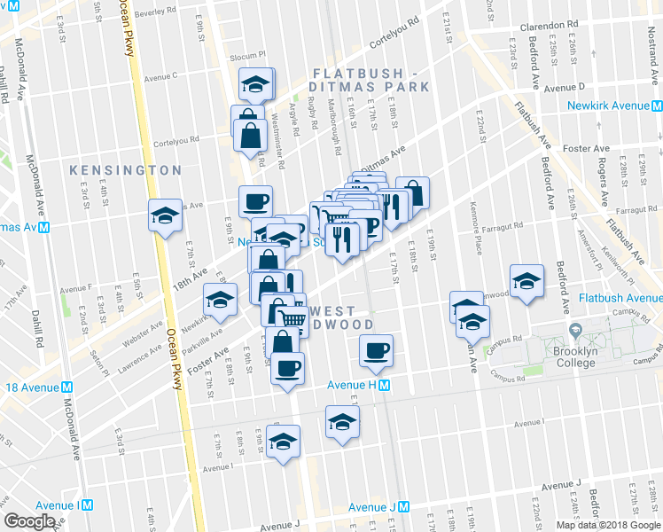 map of restaurants, bars, coffee shops, grocery stores, and more near in Brooklyn