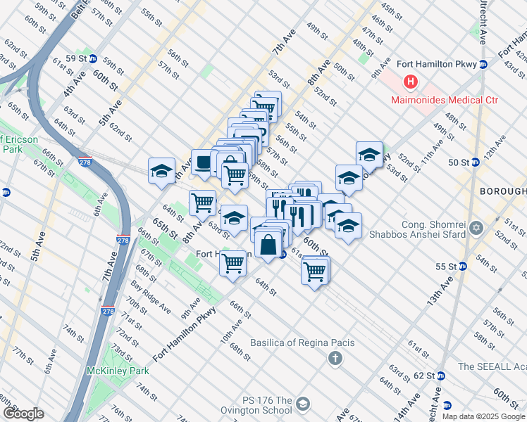 map of restaurants, bars, coffee shops, grocery stores, and more near in Brooklyn