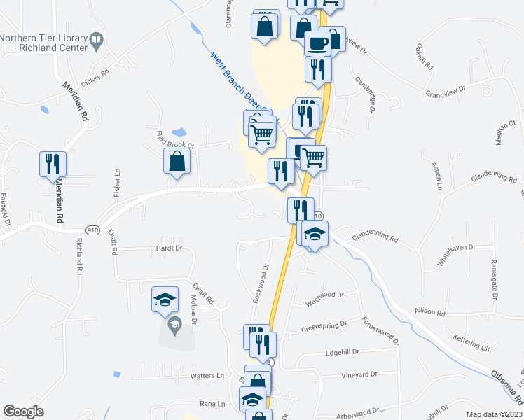 map of restaurants, bars, coffee shops, grocery stores, and more near 1006 Eddy Court in Gibsonia