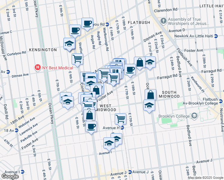 map of restaurants, bars, coffee shops, grocery stores, and more near in Brooklyn
