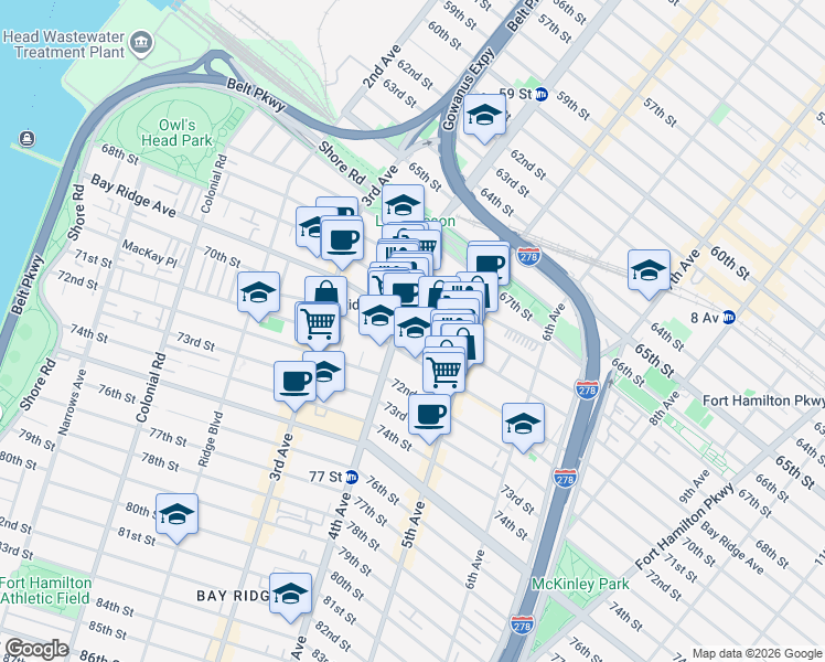 map of restaurants, bars, coffee shops, grocery stores, and more near 7101 4th Avenue in Brooklyn