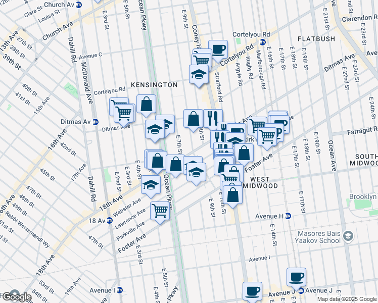 map of restaurants, bars, coffee shops, grocery stores, and more near 323 Webster Avenue in Brooklyn