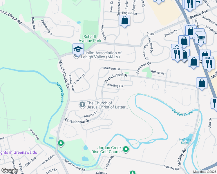 map of restaurants, bars, coffee shops, grocery stores, and more near 1694 Jackson Street in Whitehall