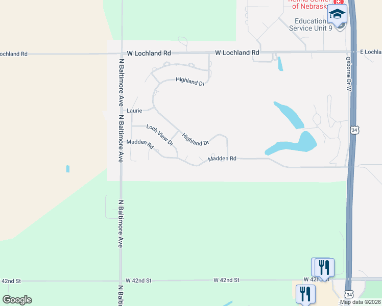 map of restaurants, bars, coffee shops, grocery stores, and more near 4909 Madden Court in Hastings