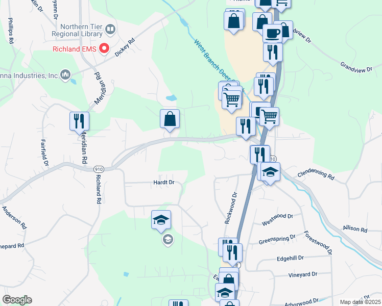map of restaurants, bars, coffee shops, grocery stores, and more near 3927 Hardt Drive in Gibsonia