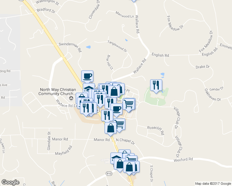 map of restaurants, bars, coffee shops, grocery stores, and more near 200 Village Place in Allegheny County