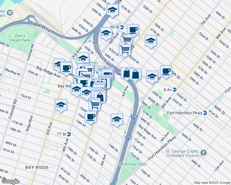 map of restaurants, bars, coffee shops, grocery stores, and more near 549 Senator Street in Brooklyn