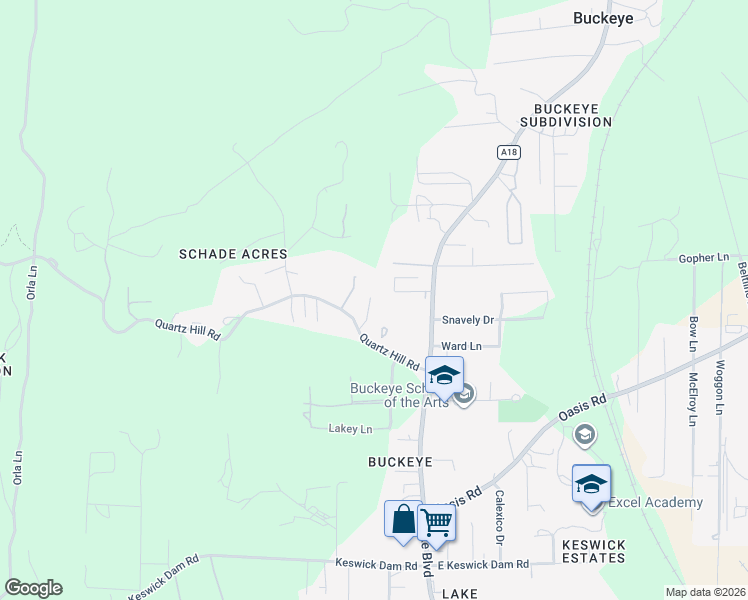 map of restaurants, bars, coffee shops, grocery stores, and more near 1975 Quails Nest Private Road in Redding